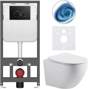 CERANO - Kompletný WC set Basic/Cesso - biela lesklá - WC tlačidlo Dualo/Čierna - závesné - predstenová inštalácia - 49x36 CER-8050BD85978 vyobraziť