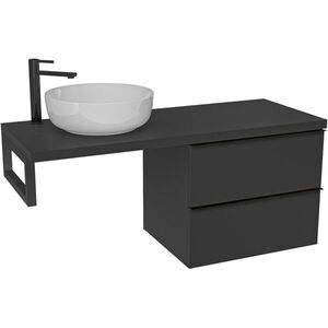CERANO - Kúpeľňová skrinka Velora - čierna matná, úchytka čierna + doska pod umývadlo Navira Pro - 36 mm + konzola čierna - 160x56, 6x46, 5 CER-667958 vyobraziť