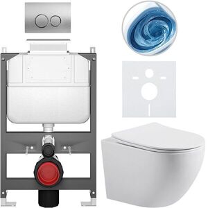 CERANO - Kompletný WC set Basic/Cesso - biela lesklá - WC tlačidlo Dualo/Strieborná - ovládanie zhora - predstenová inštalácia - 49x36 CER-8050BD85980 vyobraziť