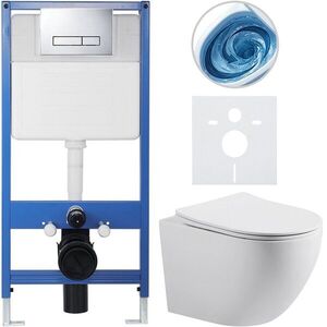 CERANO - Kompletný podomietkový WC set Lite/Cesso - biela matná - WC tlačidlo Slim, chróm - predstenová inštalácia/sadrokartón - 49x36 CER-8050BD101 vyobraziť