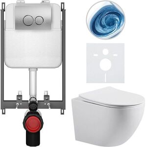 CERANO - Kompletný WC set Basic/Cesso - biela lesklá - WC tlačidlo Dualo/Strieborná - na zamurovanie - 49x36 CER-8050BD85981 vyobraziť