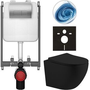CERANO - Kompletný WC set Basic/Cesso - čierna matná - WC tlačidlo Modulo/Strieborná - na zamurovanie - 49x36 CER-8050BD86236 vyobraziť