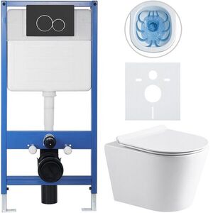 CERANO - Kompletný WC set Profi/Carlito - biela lesklá - WC tlačidlo Duo/Čierna matná - predstenová inštalácia - 48, 5x36, 5 CER-8050BD84299 vyobraziť