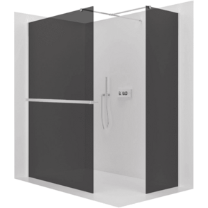 CERANO - Sprchová zástena Walk-in Onyx TL/P - 8 mm - hranatá vzpera + polička/držiak na uteráky - chróm, grafitové sklo - 100x50x200 CER-8050BD4226 vyobraziť