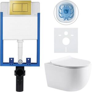 CERANO - Kompletný podomietkový WC set Lite/Felci - biela lesklá - WC tlačidlo Classic, zlatá - na zamurovanie - 52, 5x36 CER-028937 vyobraziť
