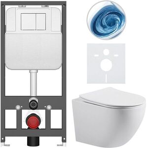CERANO - Kompletný WC set Basic/Cesso - biela lesklá - WC tlačidlo Maxio/Biela - závesné - predstenová inštalácia - 49x36 CER-8050BD85988 vyobraziť