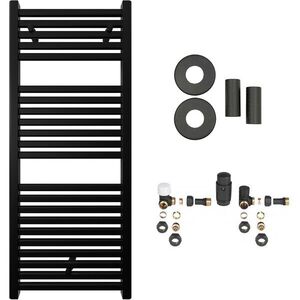 CERANO - Kúpeľňový radiátorový set Donovan - ústredné vykurovanie - 369W - čierna matná - 1200x500 mm CER-029070 vyobraziť