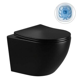 CERANO - WC závesné Cesso, Rimless + Slim/UF sedátko - čierna lesklá - 49x36 CER-417347 vyobraziť