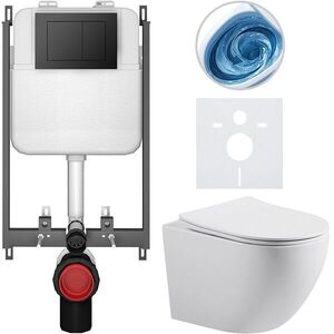 CERANO - Kompletný WC set Basic/Cesso - biela lesklá - WC tlačidlo Maxio/Čierna - na zamurovanie - 49x36 CER-8050BD85991 vyobraziť