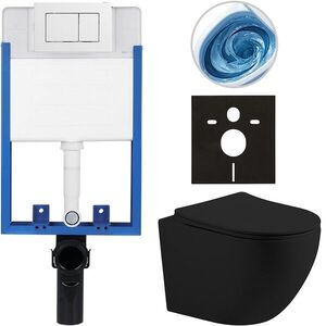 CERANO - Kompletný podomietkový WC set Lite/Cesso - čierna matná - WC tlačidlo Classic, biele - na zamurovanie - 49x36 CER-8050BD102 vyobraziť
