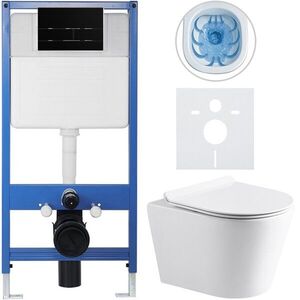 CERANO - Kompletný WC set Profi/Carlito - biela lesklá - WC tlačidlo Line/Čierna lesklá - predstenová inštalácia - 48, 5x36, 5 CER-8050BD84307 vyobraziť