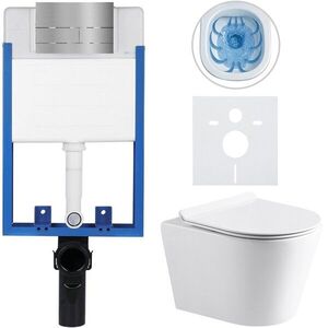 CERANO - Kompletný WC set Profi/Carlito - biela lesklá - WC tlačidlo Line/Nerez - na zamurovanie - 48, 5x36, 5 CER-8050BD84308 vyobraziť