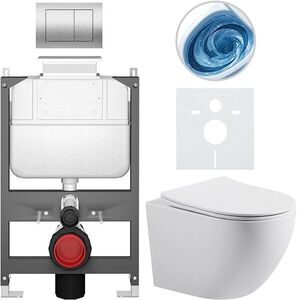 CERANO - Kompletný WC set Basic/Cesso - biela lesklá - WC tlačidlo Maxio/Strieborná - ovládanie zhora - predstenová inštalácia - 49x36 CER-8050BD85995 vyobraziť