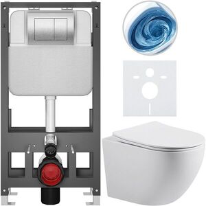 CERANO - Kompletný WC set Basic/Cesso - biela lesklá - WC tlačidlo Maxio/Strieborná - voľne stojaca - predstenová inštalácia - 49x36 CER-8050BD85997 vyobraziť