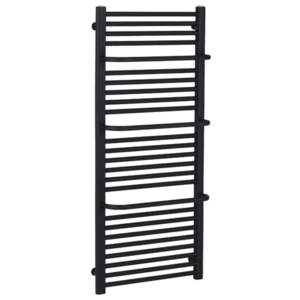CERANO - Kúpeľňový radiátor Antonio - integrované držiaky na uteráky - bočné pripojenie - 655W - čierna matná - 1180x550 mm LIV-WD-26-55 vyobraziť