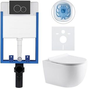 CERANO - Kompletný WC set Profi/Felci - biela lesklá - WC tlačidlo Duo/Čierna matná - pre zamurovanie - 52, 5x36 CER-8050BD84316 vyobraziť