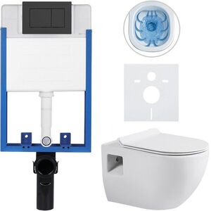 CERANO - Kompletný podomietkový WC set Lite/Dure - biela lesklá - WC tlačidlo Classic, čierne matné - na zamurovanie - 51x35 CER-665863 vyobraziť