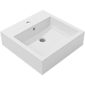 CERANO - Umývadlo z liateho mramoru Esme - s prepadom - biela lesklá - 45x45 CER-679471 vyobraziť