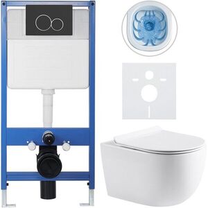 CERANO - Kompletný WC set Profi/Felci - biela lesklá - WC tlačidlo Duo/Čierna matná - predstenová inštalácia - 52, 5x36 CER-8050BD84317 vyobraziť