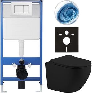 CERANO - Kompletný podomietkový WC set Lite/Cesso - čierna matná - WC tlačidlo Classic, biele - predstenová inštalácia/sadrokartón - 49x36 CER-8050BD103 vyobraziť