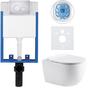 CERANO - Kompletný WC set Profi/Felci - biela lesklá - WC tlačidlo Duo/Chrom - pre zamurovanie - 52, 5x36 CER-8050BD84318 vyobraziť
