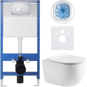 CERANO - Kompletný WC set Profi/Felci - biela lesklá - WC tlačidlo Duo/Chrom - predstenová inštalácia - 52, 5x36 CER-8050BD84319 vyobraziť