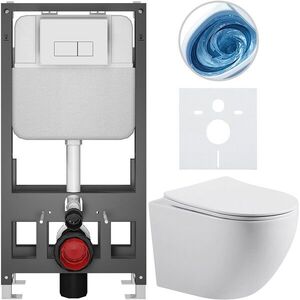 CERANO - Kompletný WC set Basic/Cesso - biela lesklá - WC tlačidlo Modulo/Biela - voľne stojaca - predstenová inštalácia - 49x36 CER-8050BD86002 vyobraziť
