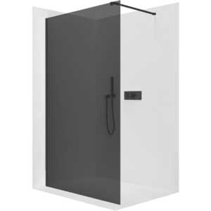 CERANO - Sprchová zástena Walk-in Onyx Cube Ľ/P - 10 mm - hranatá vzpera - čierna matná, grafitové sklo - 110x200 CER-8050BD8365 vyobraziť