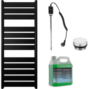 CERANO - Kúpeľňový elektrický radiátorový set Arturo - 600W - čierna matná - 1200x500 mm CER-680546 vyobraziť