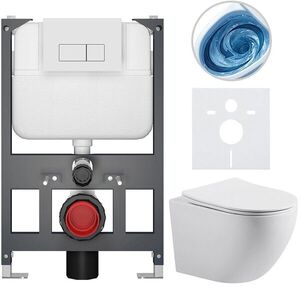 CERANO - Kompletný WC set Basic/Cesso - biela lesklá - WC tlačidlo Modulo/Biela - závesné - nízky modul - predstenová inštalácia - 49x36 CER-8050BD86004 vyobraziť