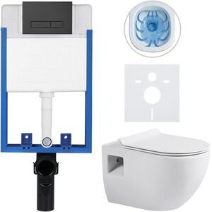 CERANO - Kompletný podomietkový WC set Lite/Dure - biela lesklá - WC tlačidlo Slim, čierne matné - na zamurovanie - 51x35 CER-665881 vyobraziť