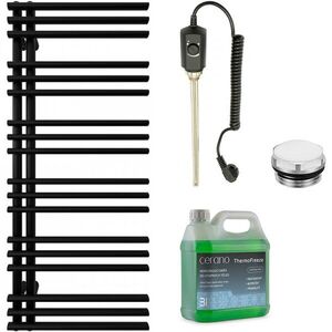 CERANO - Kúpeľňový elektrický radiátorový set Burke - Ľ/P - 600W - čierna matná - 1200x500 mm CER-680548 vyobraziť