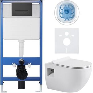 CERANO - Kompletný podomietkový WC set Lite/Dure - biela lesklá - WC tlačidlo Slim, čierne matné - predstenová inštalácia / sadrokartón - 51x35 CER-665884 vyobraziť