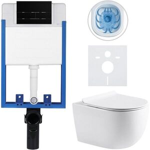 CERANO - Kompletný WC set Profi/Felci - biela lesklá - WC tlačidlo Line/Čierna lesklá - na zamurovanie - 52, 5x36 CER-8050BD84324 vyobraziť