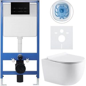 CERANO - Kompletný WC set Profi/Felci - biela lesklá - WC tlačidlo Line/Čierna lesklá - predstenová inštalácia - 52, 5x36 CER-8050BD84325 vyobraziť