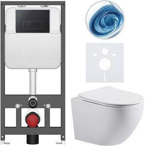 CERANO - Kompletný WC set Basic/Cesso - biela lesklá - WC tlačidlo Modulo/Čierna - závesné - predstenová inštalácia - 49x36 CER-8050BD86008 vyobraziť