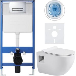 CERANO - Kompletný podomietkový WC set Lite/Dure - biela lesklá - WC tlačidlo Slim, chróm - predstenová inštalácia / sadrokartón - 51x35 CER-665890 vyobraziť