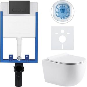 CERANO - Kompletný podomietkový WC set Profi/Felci - biela lesklá - WC tlačidlo Slim, čierne matné - na zamurovanie - 52, 5x36 CER-8050BD57 vyobraziť