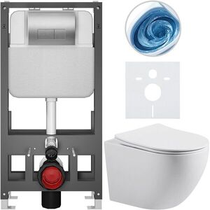 CERANO - Kompletný WC set Basic/Cesso - biela lesklá - WC tlačidlo Modulo/Strieborná - voľne stojaca - predstenová inštalácia - 49x36 CER-8050BD86012 vyobraziť