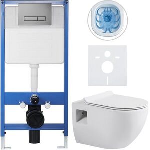CERANO - Kompletný WC set Profi/Dure - biela lesklá - WC tlačidlo Slim/Tmavosivá - predstenová inštalácia - 51x35 CER-899169 vyobraziť