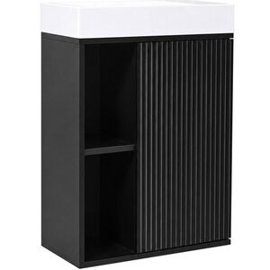 CERANO - Umývadlová skrinka pre WC Sofia - čierna matná + umývadlo z liateho mramoru Sofia - biela lesklá - 50x70x25 CER-295470 vyobraziť