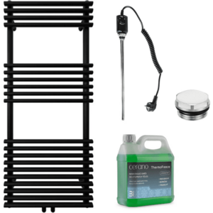 CERANO - Kúpeľňový elektrický radiátorový set Luigi - 600W - čierna matná - 1200x500 mm CER-680557 vyobraziť