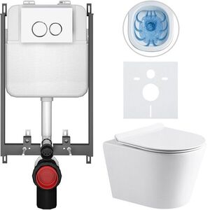 CERANO - Kompletný WC set Basic/Carlito - biela lesklá - WC tlačidlo Dualo/Biela - na zamurovanie - 48, 5x36, 5 CER-8050BD86016 vyobraziť