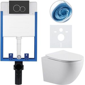 CERANO - Kompletný WC set Profi/Cesso - biela lesklá - WC tlačidlo Duo/Čierna matná - na zamurovanie - 49x36 CER-8050BD84334 vyobraziť