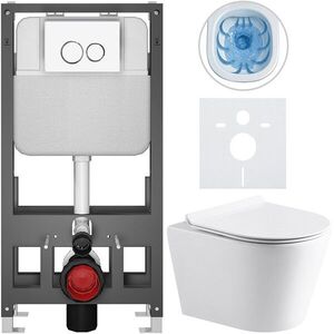 CERANO - Kompletný WC set Basic/Carlito - biela lesklá - WC tlačidlo Dualo/Biela - voľne stojaca - predstenová inštalácia - 48, 5x36, 5 CER-8050BD86017 vyobraziť
