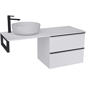 CERANO - Kúpeľňová skrinka Velora - biela matná, úchytka čierna + doska pod umývadlo Navira Slim - 18 mm + konzola čierna - 160x54, 8x46, 5 CER-668102 vyobraziť