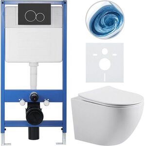 CERANO - Kompletný WC set Profi/Cesso - biela lesklá - WC tlačidlo Duo/Čierna matná - predstenová inštalácia - 49x36 CER-8050BD84335 vyobraziť