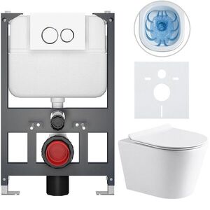 CERANO - Kompletný WC set Basic/Carlito - biela lesklá - WC tlačidlo Dualo/Biela - závesné - nízky modul - predstenová inštalácia - 48, 5x36, 5 CER-8050BD86019 vyobraziť