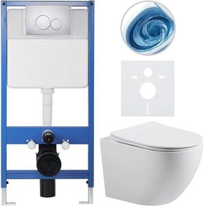 CERANO - Kompletný WC set Profi/Cesso - biela lesklá - WC tlačidlo Duo/Chrom - predstenová inštalácia - 49x36 CER-8050BD84337 vyobraziť