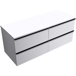 CERANO - Kúpeľňová skrinka Velora - biela matná, úchytka čierna + doska pod umývadlo Navira Slim - 18 mm - 160x54, 8x46, 5 CER-665176 vyobraziť